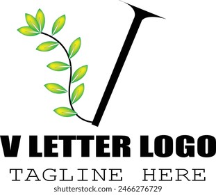 V LETTER LEAF DESIGN LOGO