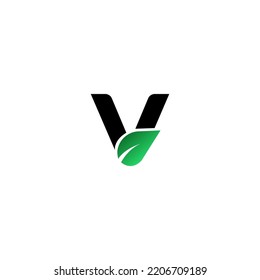 V letter leaf logo Design Template Vector Graphic Branding Element.