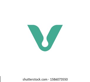 V letter leaf logo icon vector template design element
