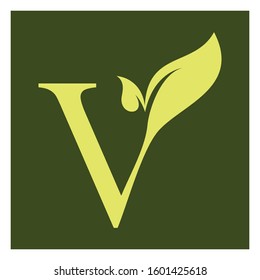 V letter with leaf logo  organic tree logo