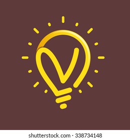 V letter with light bulb or idea icon. Vector design template elements for your application or corporate identity.