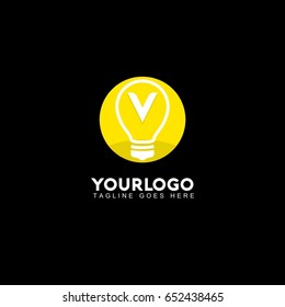 V Letter Light Logo, Lamp Idea Logo, Idea Logo