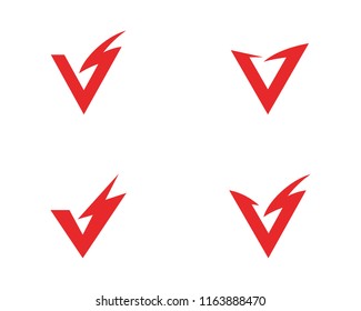 V Letter Lightning Logo Template vector icon illustration design
