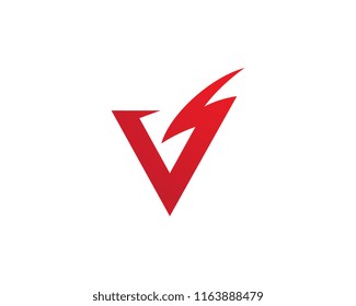 V Letter Lightning Logo Template vector icon illustration design