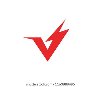 V Letter Lightning Logo Template vector icon illustration design