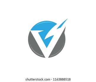V Letter Lightning Logo Template vector icon illustration design