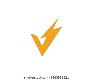 V Letter Lightning Logo Template vector icon illustration design