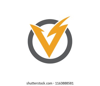 V Letter Lightning Logo Template vector icon illustration design