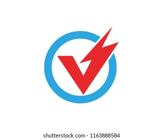 V Letter Lightning Logo Template vector icon illustration design