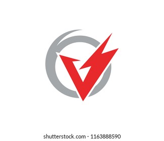 V Letter Lightning Logo Template vector icon illustration design