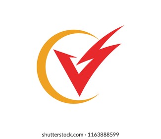 V Letter Lightning Logo Template vector icon illustration design