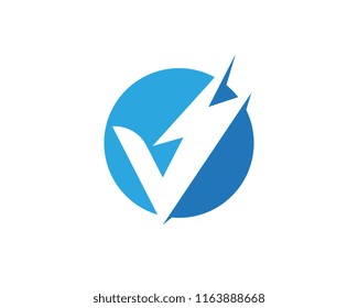 V Letter Lightning Logo Template vector icon illustration design