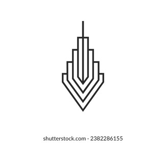 V Letter Line building design logo