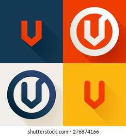V letter line logo set, design template elements