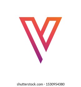 V letter liner logo design  