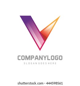 Initial Letter V Logo Template Colored Stock Vector (Royalty Free ...