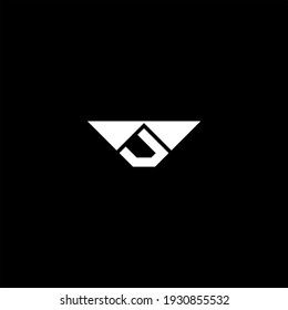 V-Brief-Logo abstraktes Design auf schwarzem Hintergrund. v-Alphabet