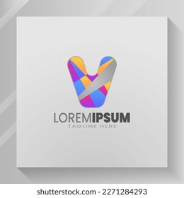 V Letter logo with Abstract Design Template