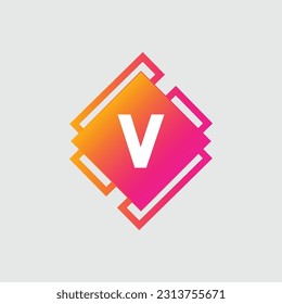 V Letter Logo abstract geometric design vector template Logotype icon Digital Technology style.