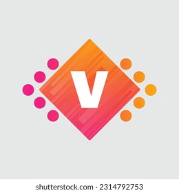 V Letter Logo abstract geometric design vector template Logotype icon Digital Technology style.