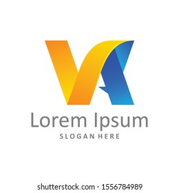 V A letter logo in abstract style vector