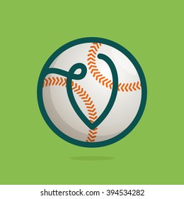 V letter logo with baseball ball. Font style, vector design template elements for your sport team or corporate identity.