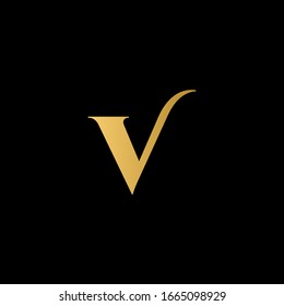 V-Brief-Logo auf schwarzem Hintergrund.Das goldene Buchstaben-Symbol.Gold-Brief-Symbol-Design.