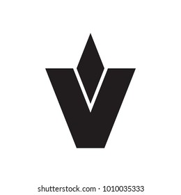 V letter logo, v letter with black diamond logo design vector