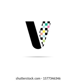 V letter logo check design vector template