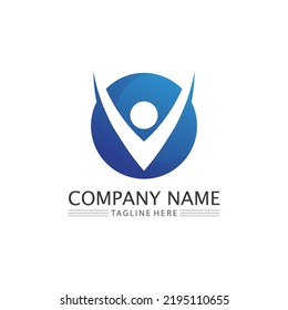 V Letra Logo y lista de verificación Icono de vector de plantilla