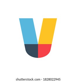 V letter logo colored brightly and vividly with colors overlay. You can use it in your corporate identity, children magazines, birthday posters, clothes design, and others. 