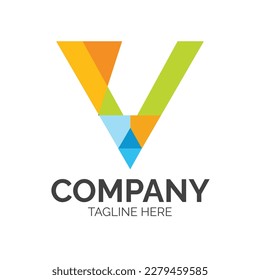 "V" Letter Logo Colorful V letter logo design minimal style illustration