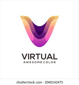 V Letter Logo Colorful illustration