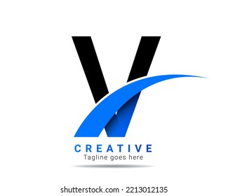 V letter logo for company brand identity, travel, logistic, business logo template. Initial blue color V letter alphabet logo