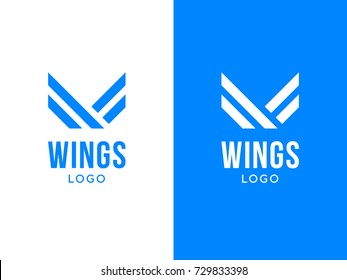 V Letter Logo concept. Line Wings logotype design template. Geometric Wings emblem, linear style. Graphic Alphabet Symbol for Corporate Business Identity. Creative Vector element