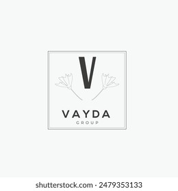 V letter logo with a creative floral concept for company business beauty real estate premium vector