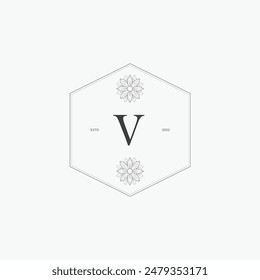 V letter logo with a creative floral concept for company business beauty real estate premium vector