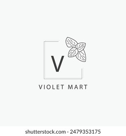 Logo de la letra V con un concepto floral creativo para el Vector premium de los bienes raíces de la belleza del negocio de la compañía