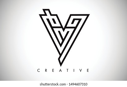 V Letter Logo. Creative V Letter Logo Icon Design with Monogram Line Vector Illustration. V Letter Logo