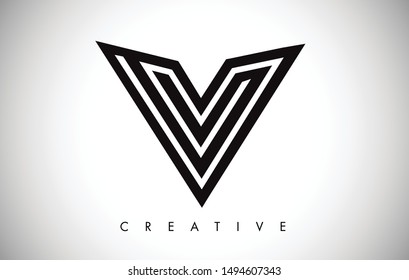 V Letter Logo. Creative V Letter Logo Icon Design with Monogram Line Vector Illustration. V Letter Logo