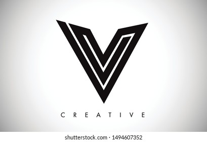 V Letter Logo. Creative V Letter Logo Icon Design with Monogram Line Vector Illustration. V Letter Logo