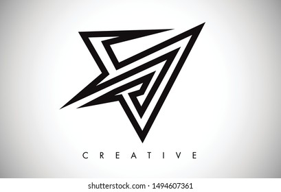 V Letter Logo. Creative V Letter Logo Icon Design with Monogram Line Vector Illustration. V Letter Logo