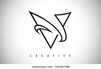 V Letter Logo. Creative V Letter Logo Icon Design with Monogram Line Vector Illustration. V Letter Logo