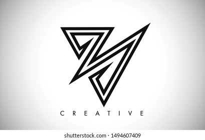 V Letter Logo. Creative V Letter Logo Icon Design with Monogram Line Vector Illustration. V Letter Logo