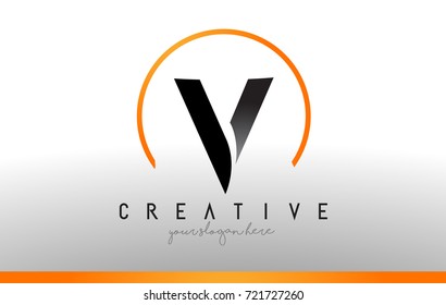 Diseño con logotipo de carta V con color naranja negro. Vector con el logotipo de las letras de icono moderno.