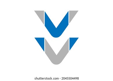 Diseño del logo de la letra V con color azul y rojo vivo.
