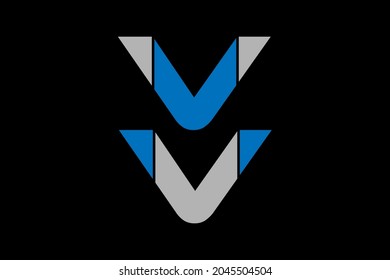 V letter logo design with blue and gry color.
