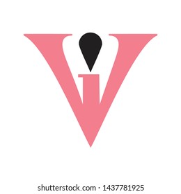 V, I Letter Logo Design with Creative Modern with letter V and I Typography and Black Colors - Vector