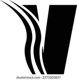 V letter logo design element in black colour