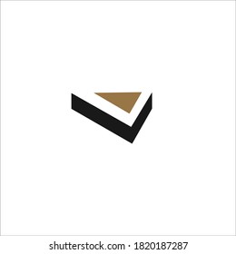 V letter logo design icon silhouette vector
